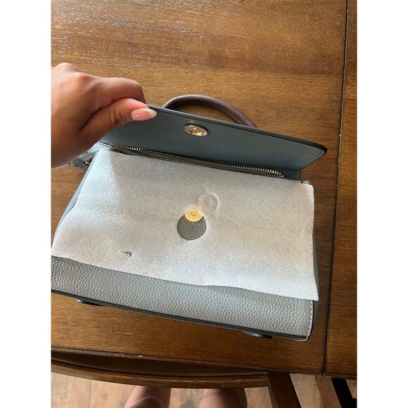 Genuine Leather Blue Purse Envelope Clutch Adjustable Straps - Picture 6 of 10